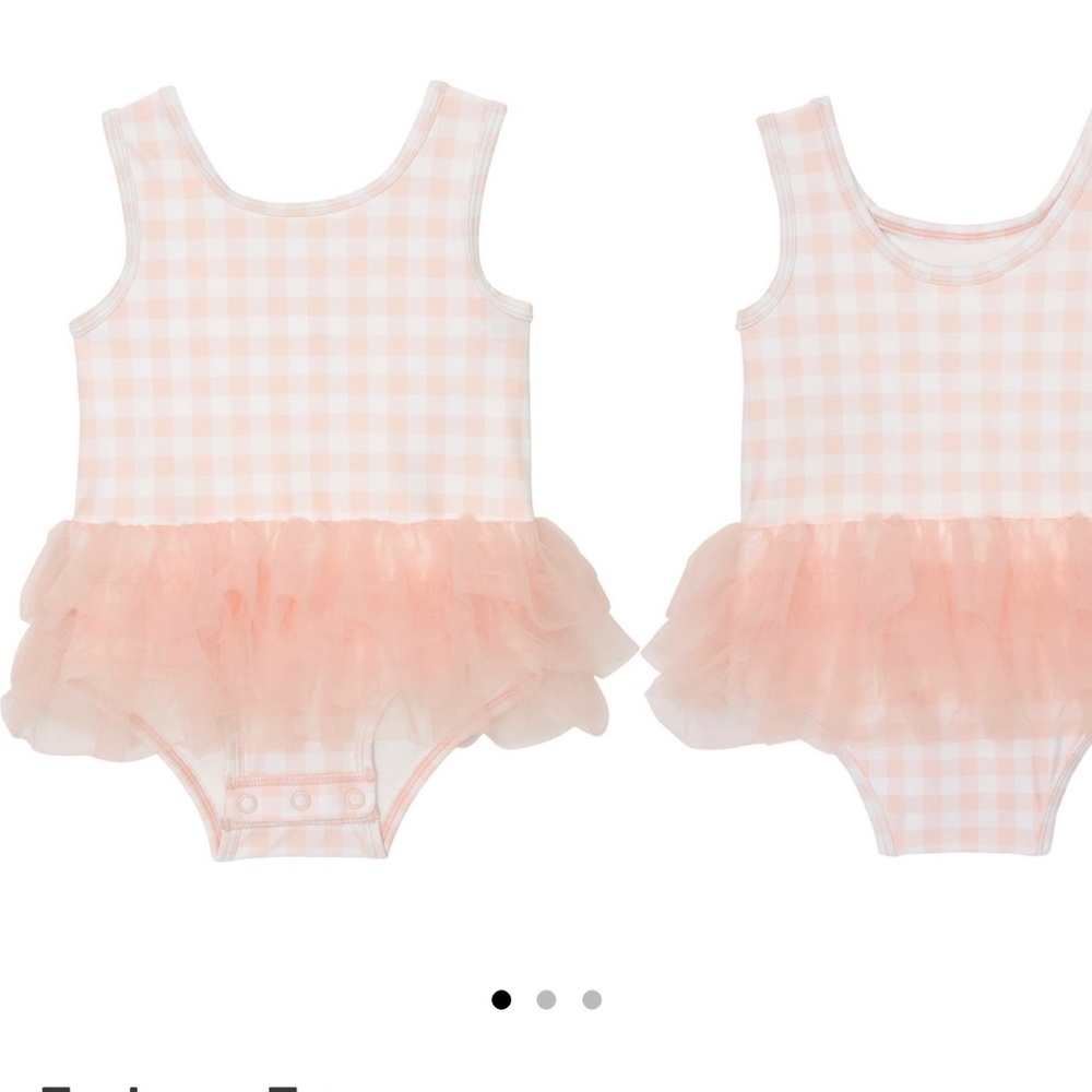 TUCKER + TATE Pink Cream Gingham Tutu One-Piece Swimsuit 9months